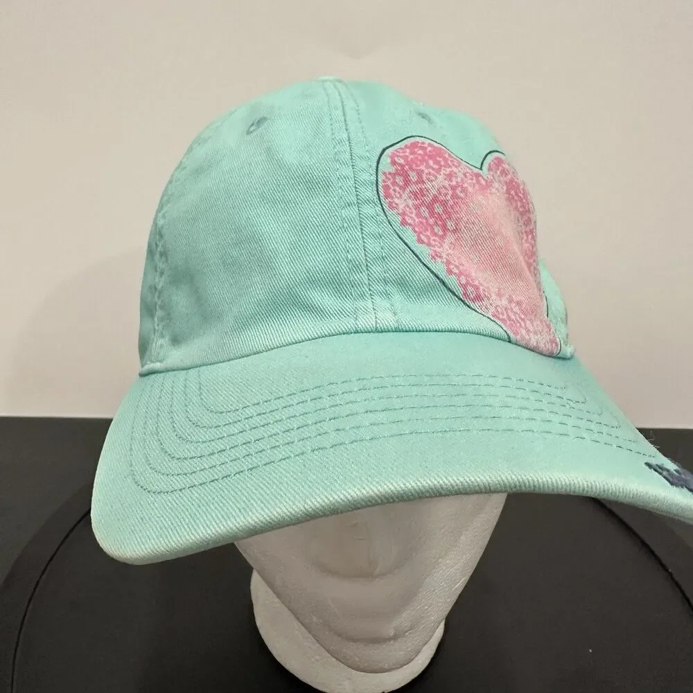 Life is Good Hat Adjustable Teal Chill Ball Cap Heart Hat Womens Strapback